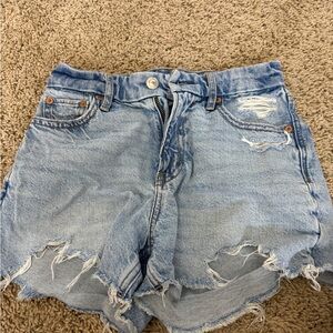 American Eagle Outfitters Light Blue Ripped Jean Shorts